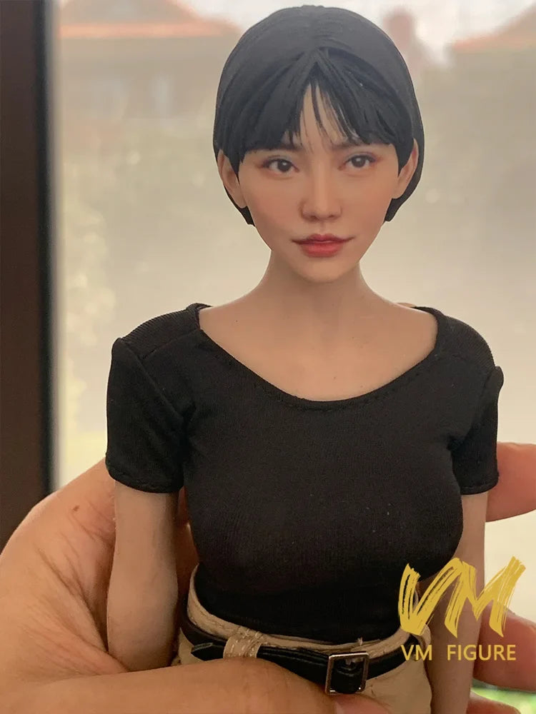 1/6 1/12 Super-realistic Woman Head Sculpture Beauty Head Painted Resin Model For 12" 6" Female Soldier Action Figure Body Doll Tri Light Beauty