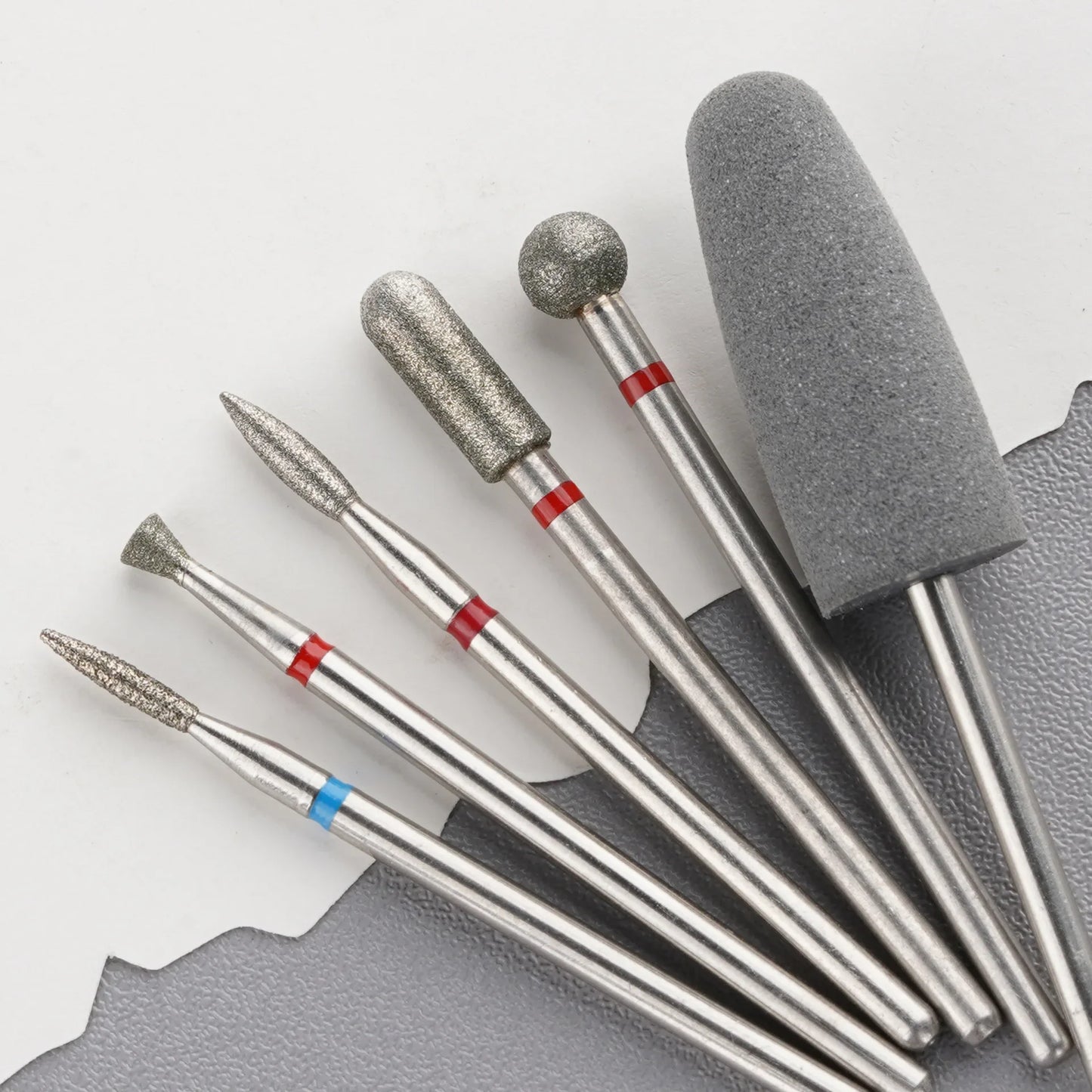 6pcs/set Diamond Sand Nail Files Drill Cuticle Polishing Bit Nail Grinding Head Electric Manicure Set for Removing Acrylic Tri Light Beauty