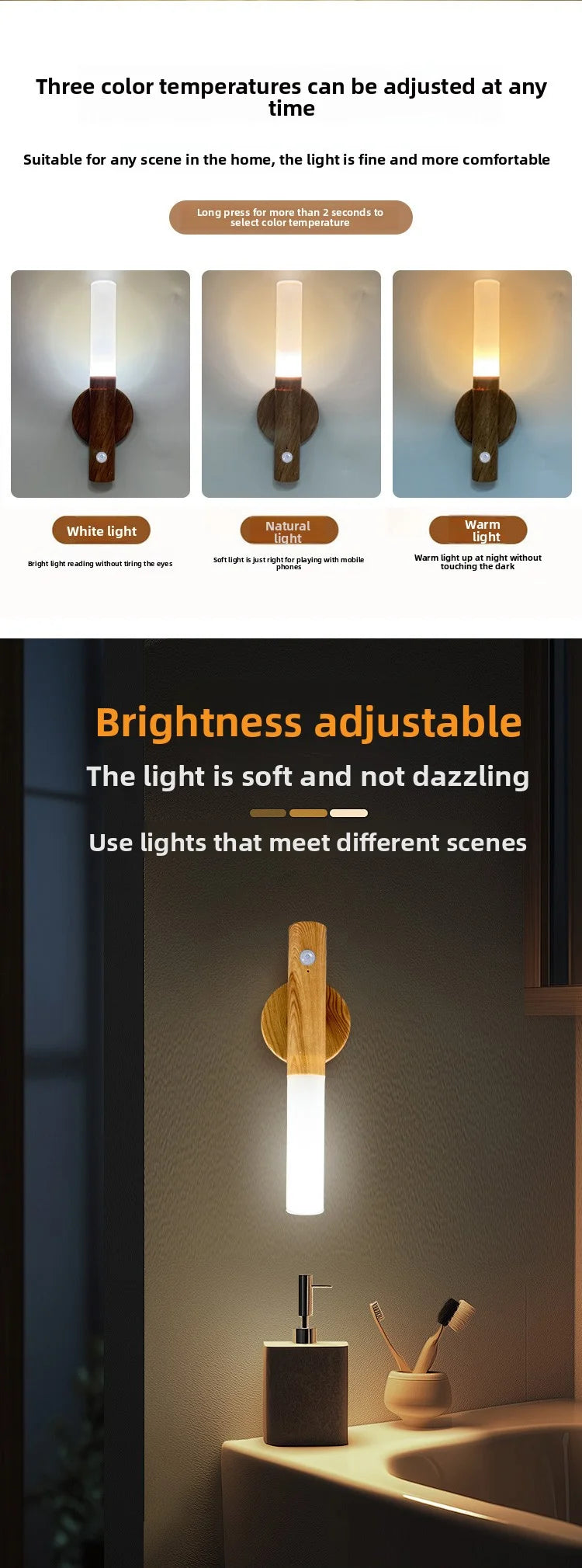 LED Rechargeable Magnetic Wall Lamp Smart Motion Sensor Night Light Portable for Hallway Bedroom Stairs Bathroom Cabinets Decor Pi-Mart