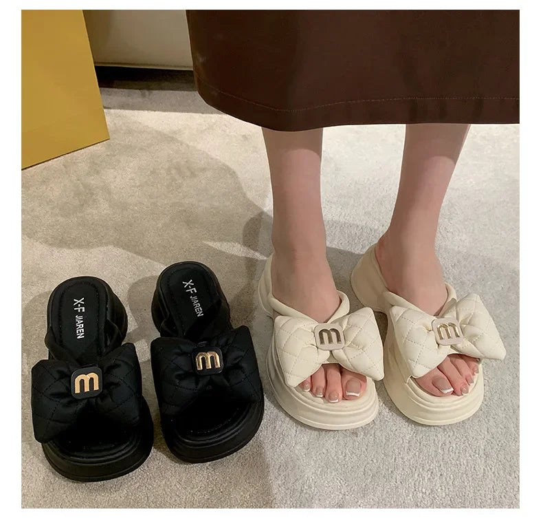2024 summer New Fashion Women Shoes Slippers Comfortable Platform Shoe High Heels Leisure flower outdoor beach Slipper Women Pi-Mart