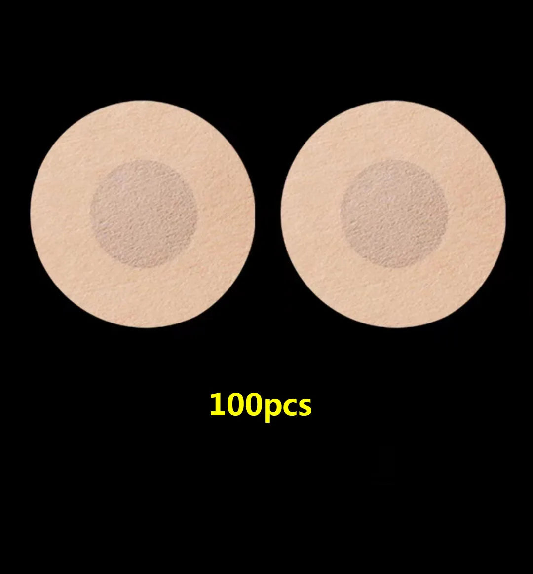 100Pcs Nipple Sticker Disposable Invisible Chest Sticker Non-woven Bra Breast Patch Bra-less Pasties Pad Nipple Cover Stickers Pi-Mart
