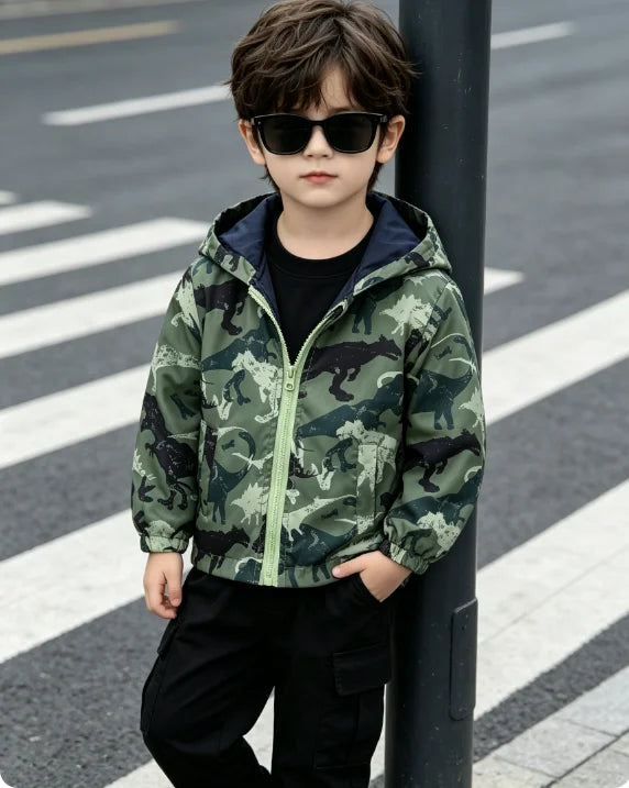 Spring and Autumn hooded thin jacket, fashionable and versatile, suitable for boys aged 1-7 Pi-Mart