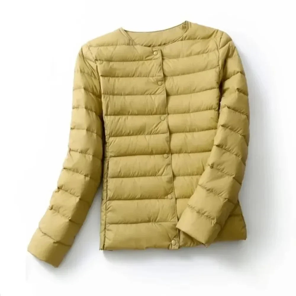 2024 New Autumn Winter Warm Ultra Light Weight Puffer Coats Down Jacket Women Slim Jacket Female Fashion White Duck Down Coat LadyShow.Store