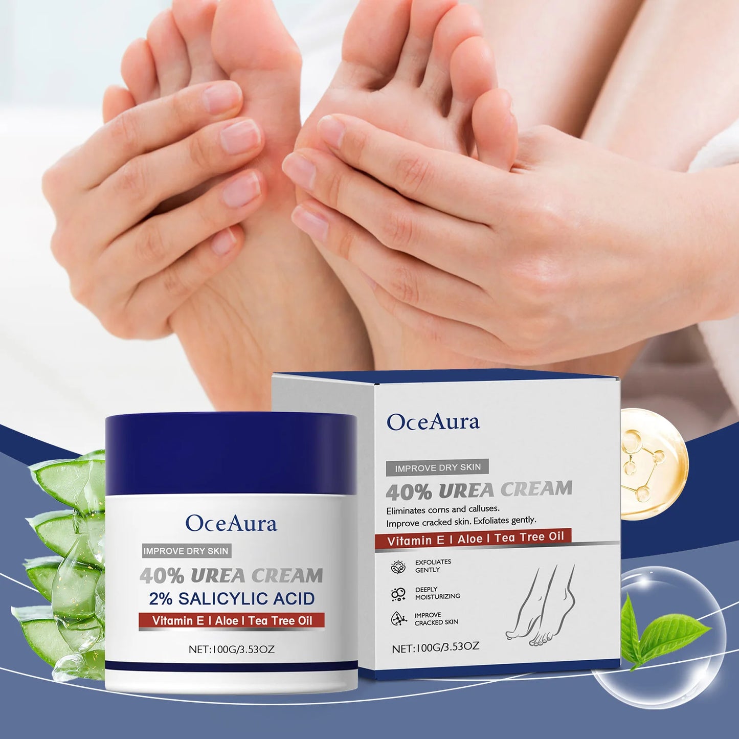 40% Urea Foot Cream Softening Dry Cracked Heels Deep Moisturizing Improve Roughness Remove Callus Exfoliation Foot Care Cream Pi-Mart
