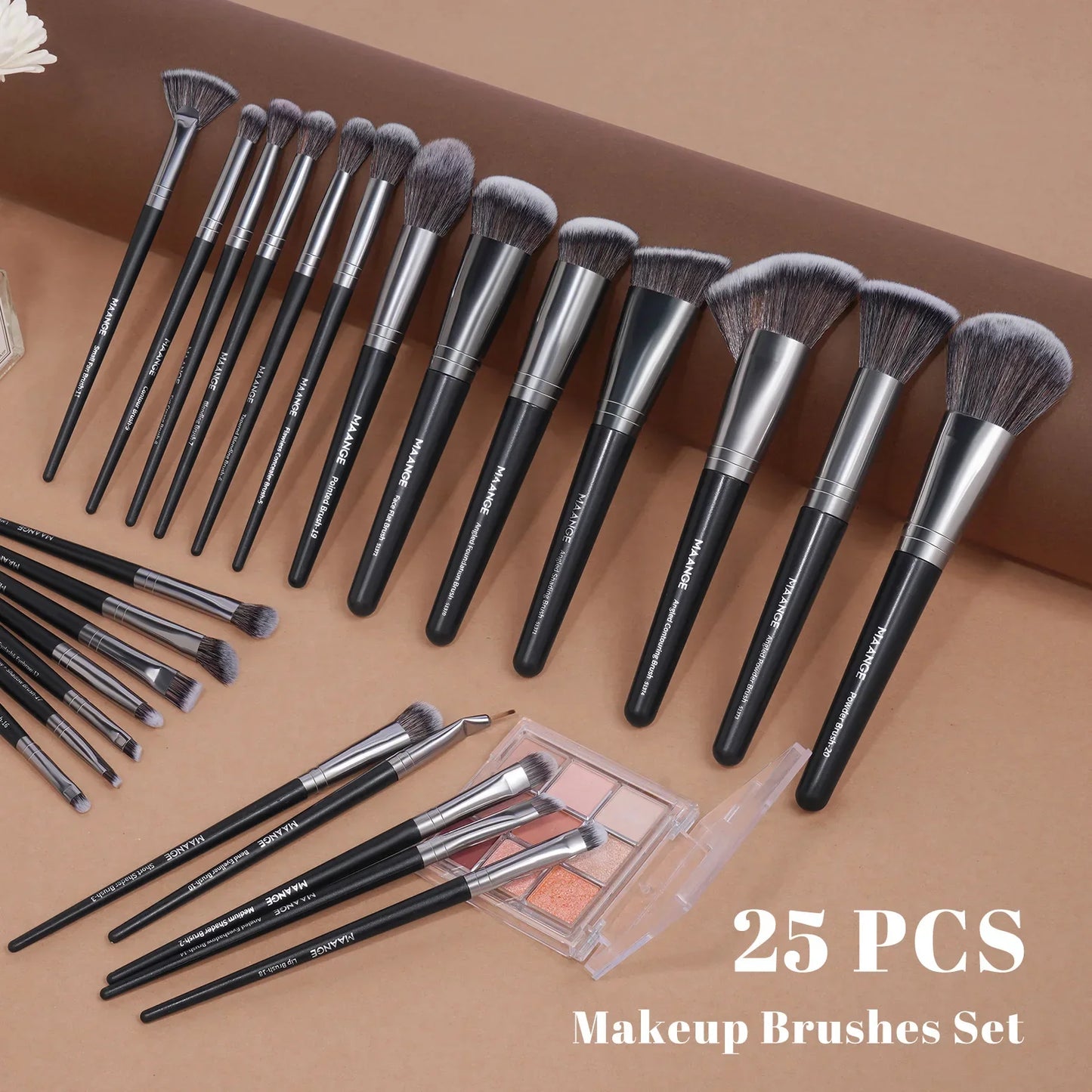 MAANGE Professional Gift Box 25 Pieces Makeup Brushes Kit Face Eye Beauty Brushes For Foundation Conceal Eyeshadow Contour Brush Tri Light Beauty