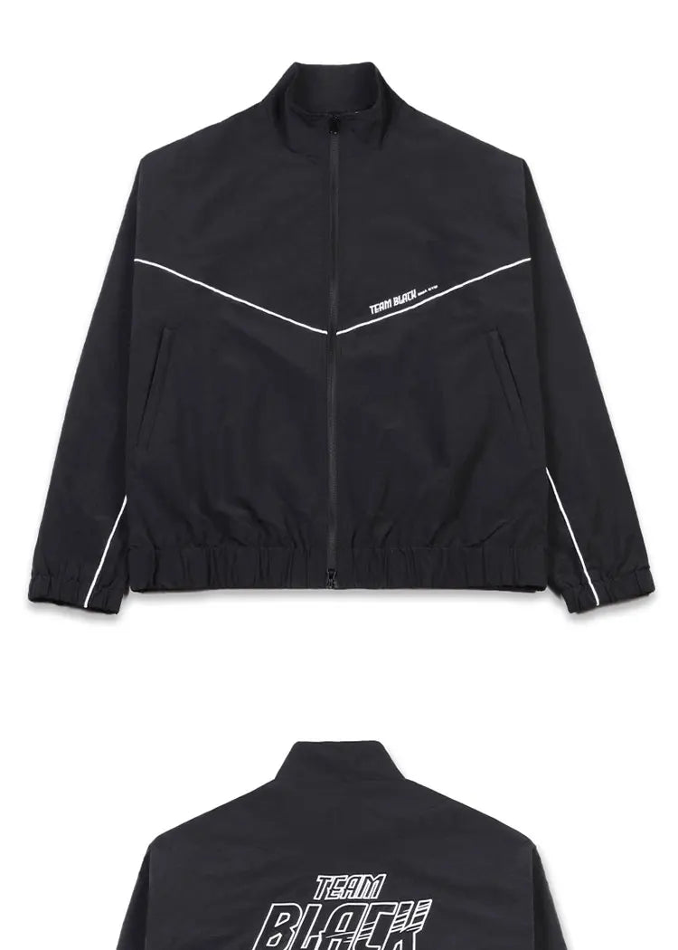 Jinx Team Black Jacket Unisex Windbreaker Sports Coat Men Women Loose Track Activewear Long Sleeve Top Embroidery Y2k Outerwears Pi-Mart