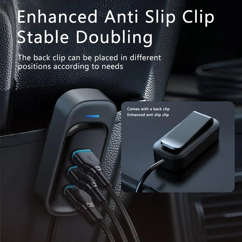 6-Ports USB Type-C Front And Rear Extension Car Charger With RGB Light PD Fast Charging Power Adapter For Iphone Tablet Pi-Mart