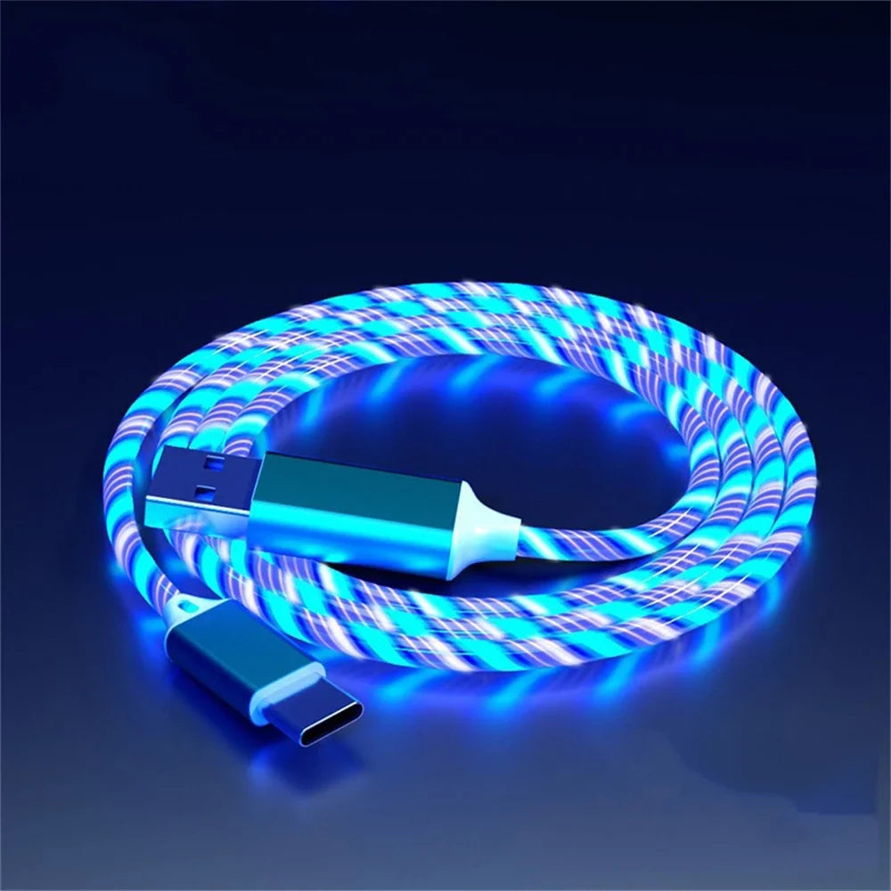 Glowing LED Light USB 3 IN 1 cable Phone Fast Charging Charger Luminous Type C Cable For Xiaomi iPhone Phone Accessories Pi-Mart