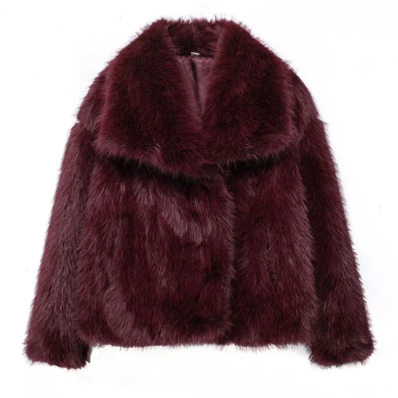 MUJER Faux Fur Hairy Coat Woman Warm Winter Fluffy Coat Women New Plush Jackets for Women Outerwears Luxury Women's Teddy Coats LadyShow.Store