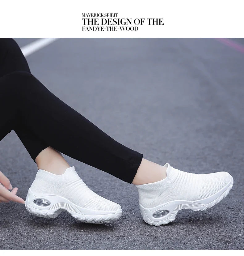 Women Sneakers Summer Fashion Black Sports Casual Shoes Breathable Mesh Lightweight Air Cushion Non-Slip Running Shoe Zapatillas Pi-Mart