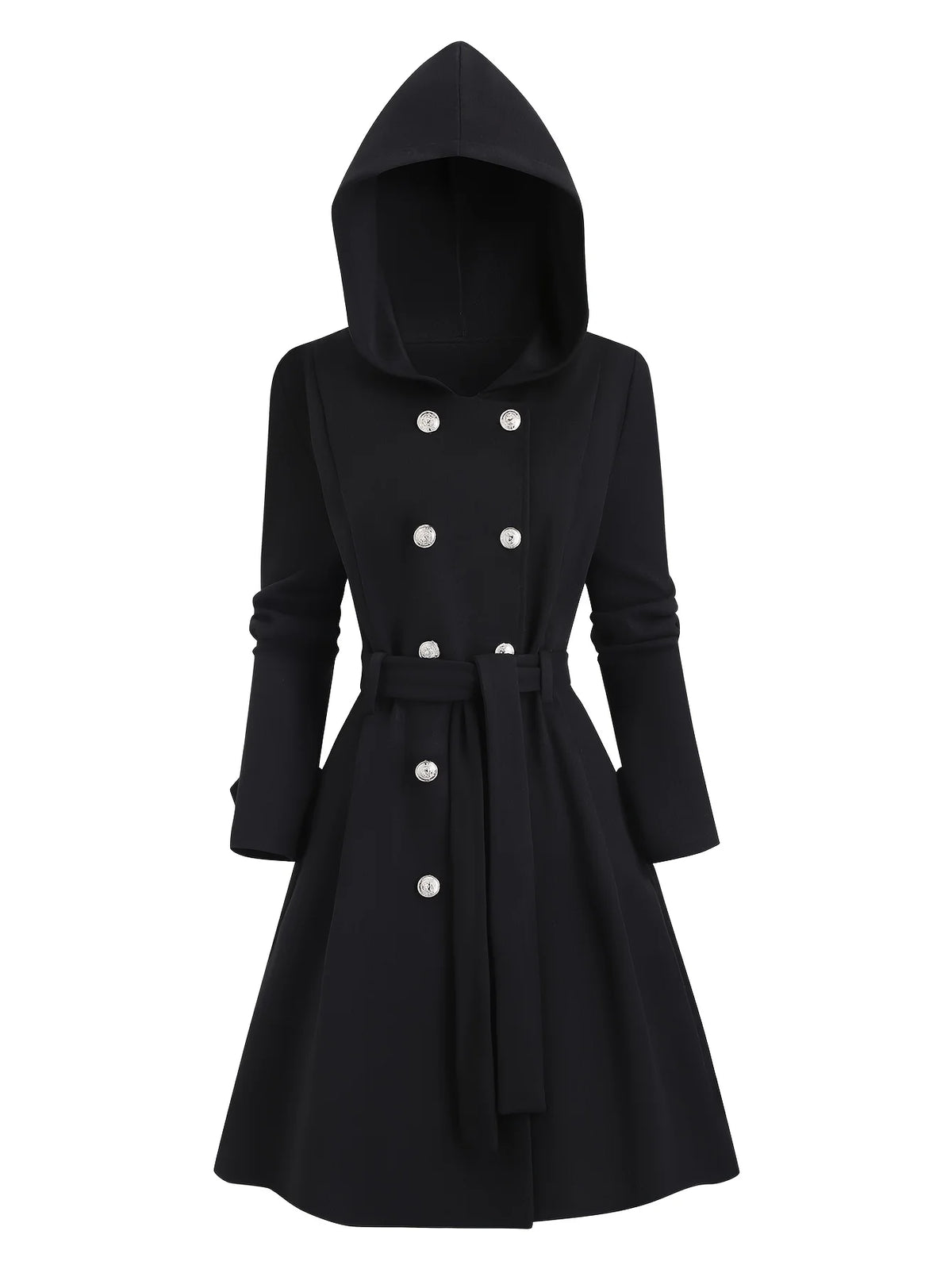 A Large-Sized, Casual, Elegant and Fashionable Double-Breasted Hooded Jacket for Women in Autumn and Winter Pi-Mart