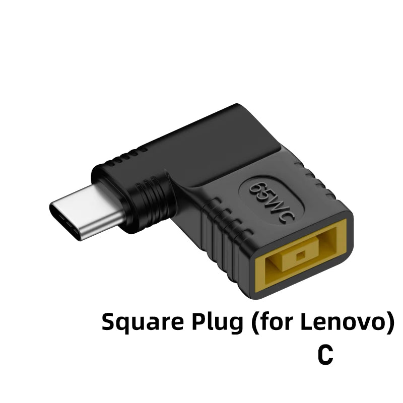 65W USB Type C PD Fast Charging Cable for Lenovo Laptop Charger Dc Square Plug to Type C PD Adapter Converter for MacBook POCO Pi-Mart