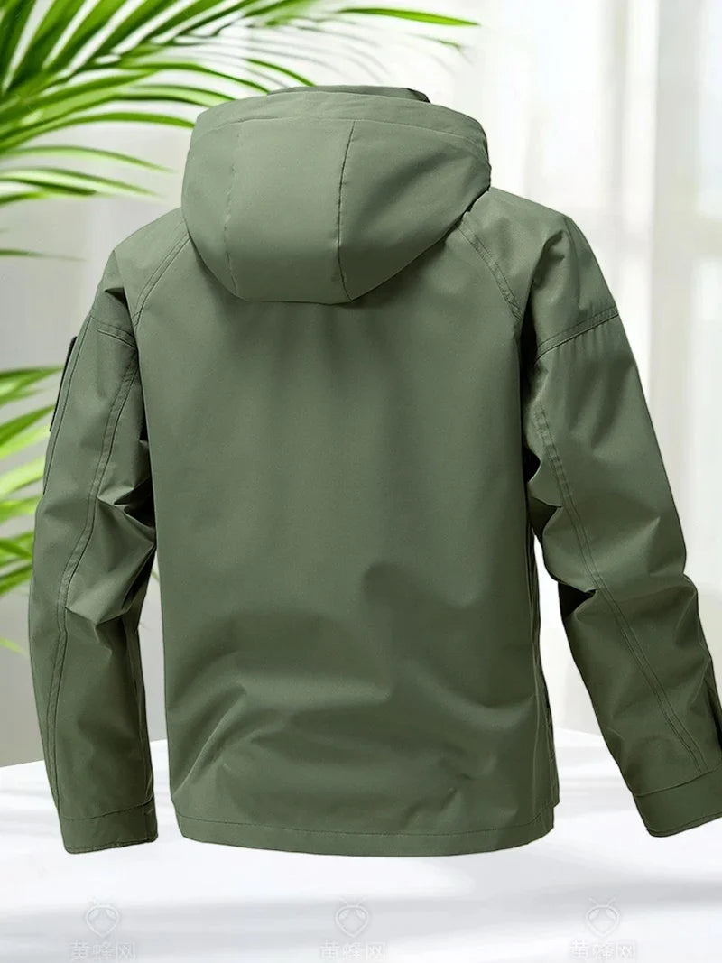 Waterproof Jacket Men Outdoor Softshell Zip Up Hooded Jacket Windbreaker Hiking Camping Coats Lightweight Spring Autumn Coats LadyShow.Store