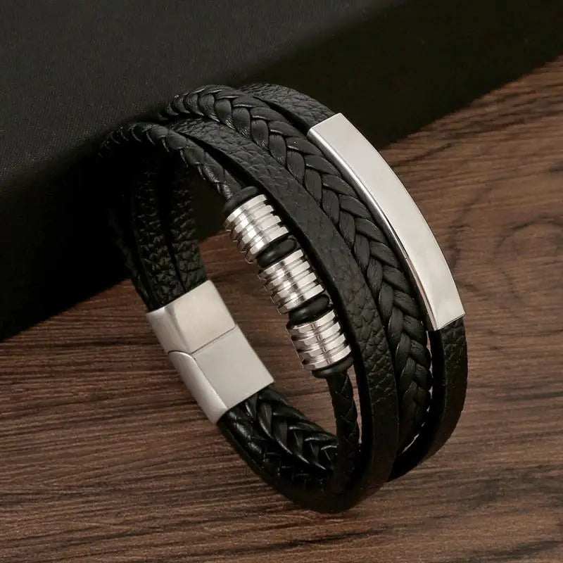 Classic Men's Leather Bracelet New Style Hand-woven Multi-layer Combination Accessory Fashion Man Jewelry Wholesale Dropshipping Pi-Mart