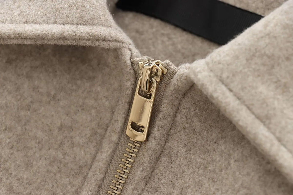 Women's Zipper Jacket Coat New Winter Long Sleeve Pocket Outerwear Coat Short Street Elegant Women's Jacket Pi-Mart