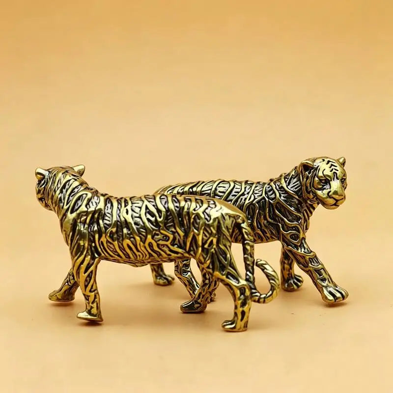 Solid Brass Tiger Figurine 1Pcs Pure Copper Detailed Animal Statue for Animal Collectors Home Table Decor Souvenir Gift Pi-Mart