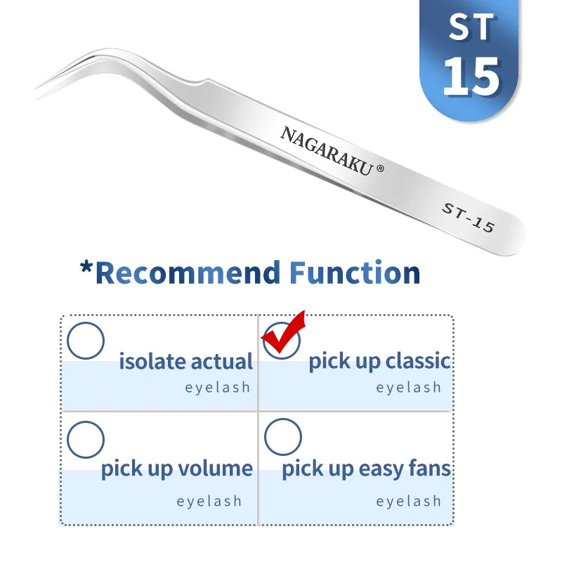 NAGARAKU Eyelash Extension Tweezers Makeup Stainless Steel Eyelash 3D accurate Clip Pi-Mart