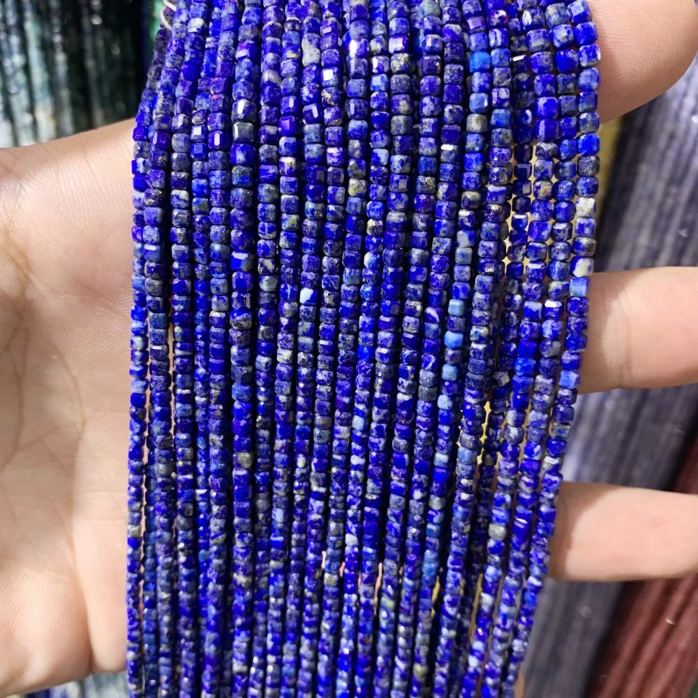 2x2mmNatural Colored Tourmaline Blue Tourmaline Faceted Cube Beads Square Stone Beads for JewelryDIY Making  Gemstone Loose Bea Pi-Mart