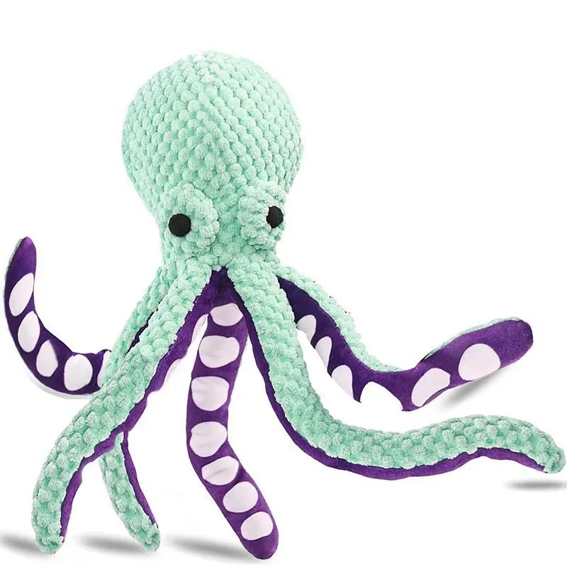 Cute Octopus Plush Dog Toy Squeaky Bite-Resistant Chew Toy for Puppy Teeth Cleaning Interactive Pet Toy Pi-Mart