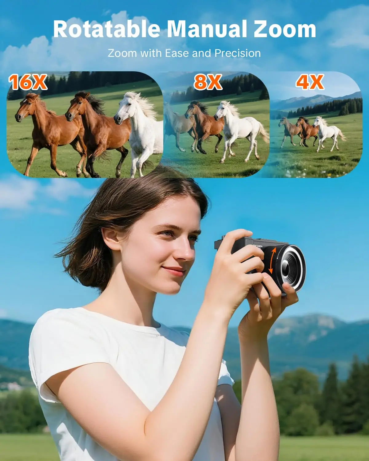 4K Digital Camera for Photography,4k Camera with Ring Light，180° Flip Screen Camera for Vlogging with Beauty Mode,Point and Shoot Digital Cameras for Beginner with SD Card，Christmas Gift Pi-Mart