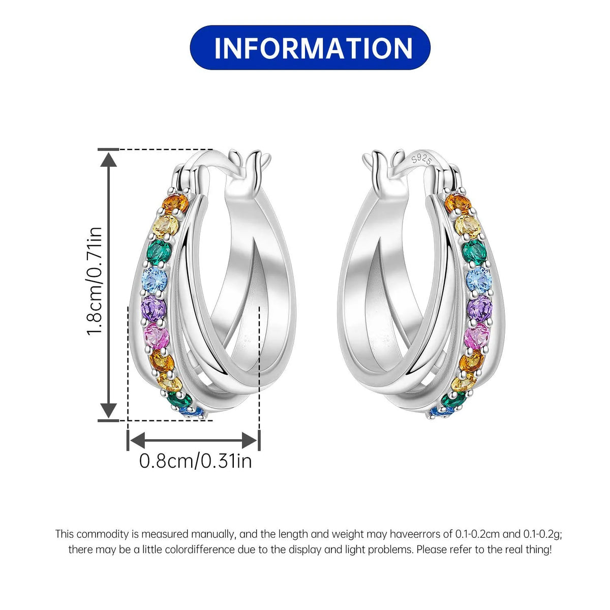 PANPOKI S925 Sterling Silver Purple Zircon Series Earrings Hoop Earrings For Women Jewelry Original Party Trendy Gifts Pi-Mart