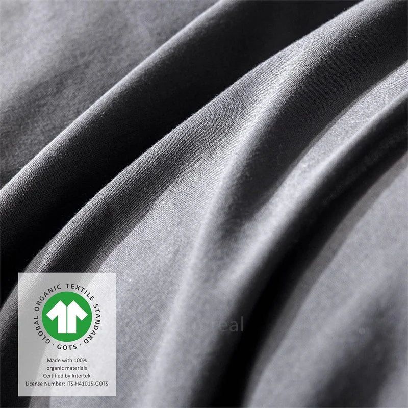 Washed Cotton Bed Linen Bedding Set 4 Pieces Bed Sheets Set Solid Color Comforter Cover Couple Queen King Size Bed Quilt Cover LadyShow.Store