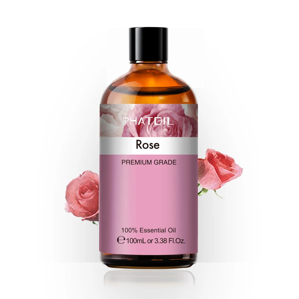 100ML Pure Natural Essential Oils Diffuser for Skin Care Rose Orange Lemon Lavender Rose Geranium Chamomile Avocado Aroma Oil Pi-Mart