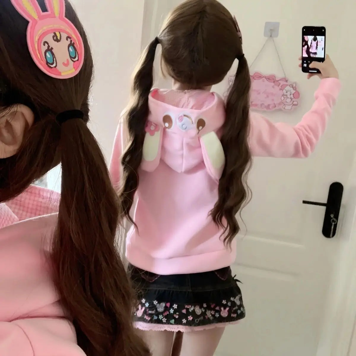 Harajuku Sweet Long Sleeve Hoodie Women Casual Cartoon Print Japan Style Kawaii Hooded Sweatershirt Bodycone All Season LadyShow.Store