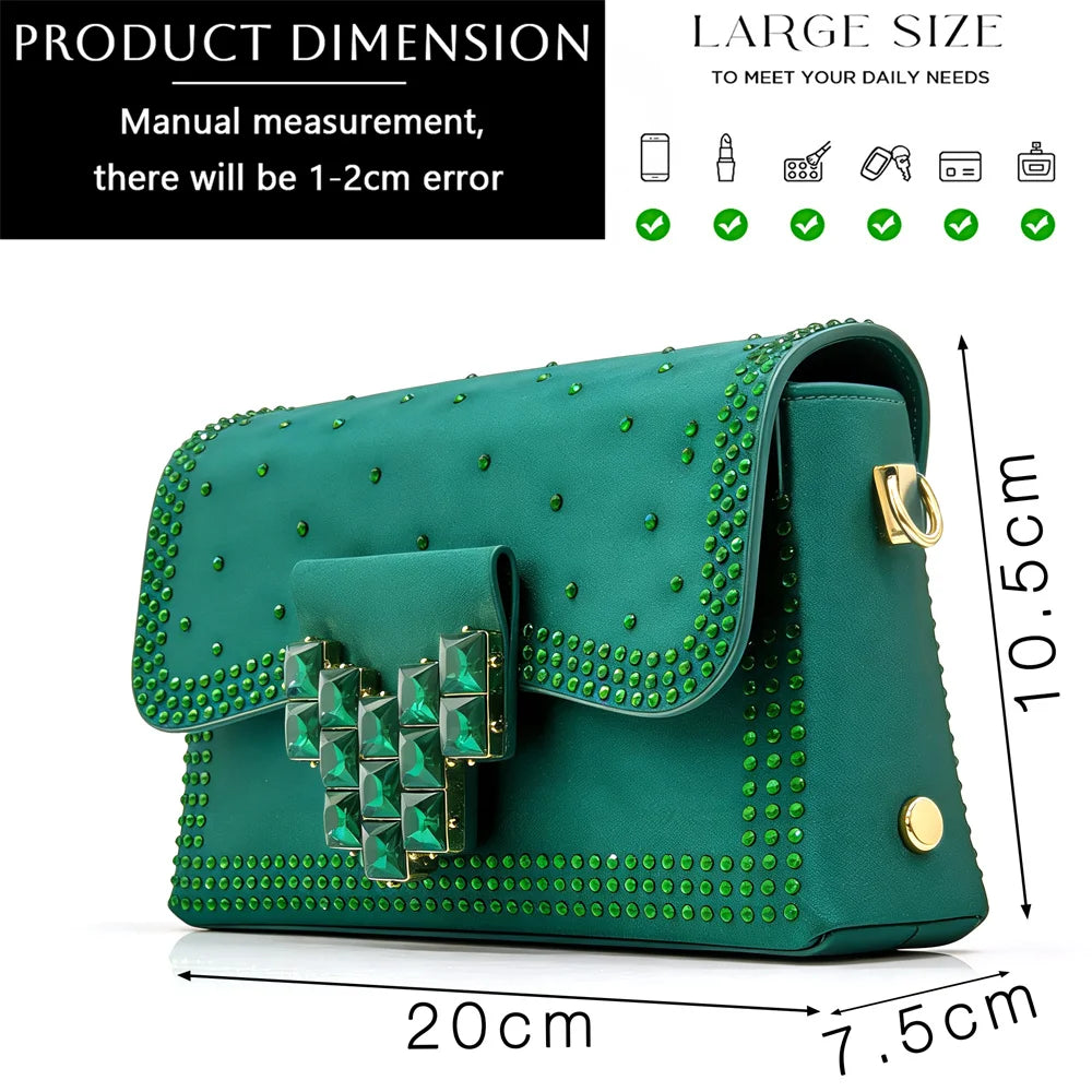 Venus Chan 2026 INS Italy Elegant Rhinestone Pointed Toe High Heels & Matching Bag Set - Perfect for Women's Parties & Weddings Pi-Mart
