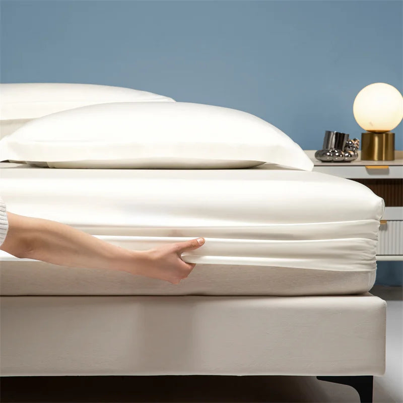 Luxury 100% Bamboo Bed Sheet Set with Fitted Sheets Flat Bedsheet Pillowcase Double Queen King Size Bedding Sets Smooth Silky LadyShow.Store