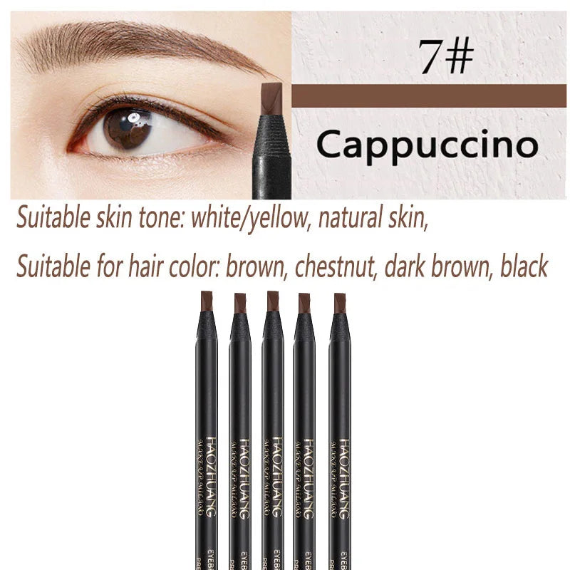 5PCS Haozhuang Eyebrow Pencil Brown Wholesale Cosmetic Pencil Product Natural Waterproof Long-Lasting Tattoo Brush Makeup Beauty Tri Light Beauty