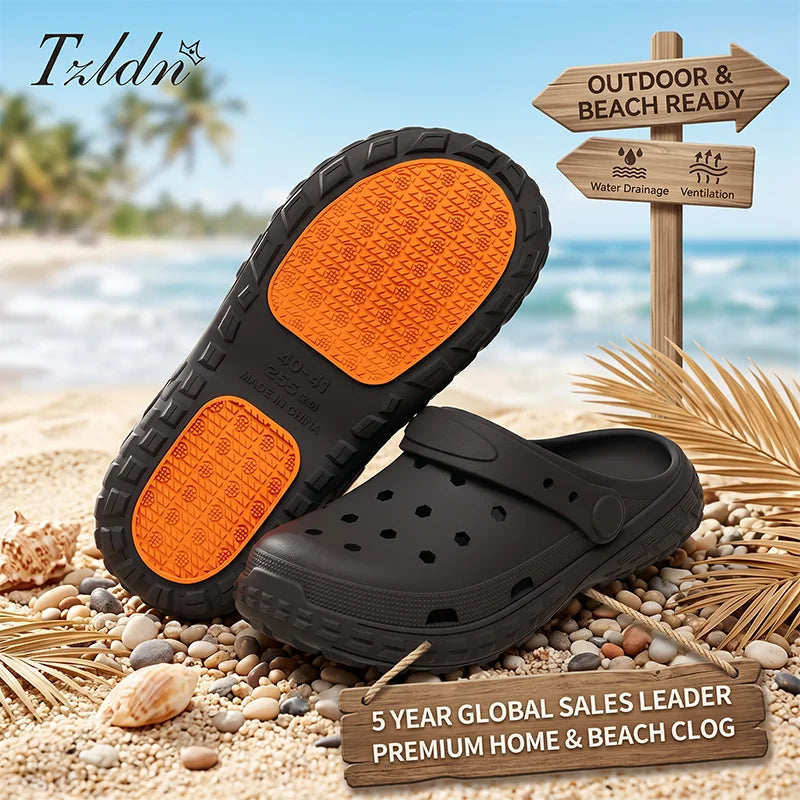 Tzldn Men Women Clogs Thick Sole Non-slip Beach Slippers Outdoor Ventilation Garden Shoes EVA Anti-slip Home Slides LadyShow.Store