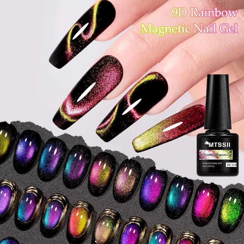 9D Rainbow Cat Magnetic Gel Nail Polish Chameleon Galaxy Effect Magnetic Semi Permanent Soak Off UV Gel Varnish Nail Supplies Tri Light Beauty
