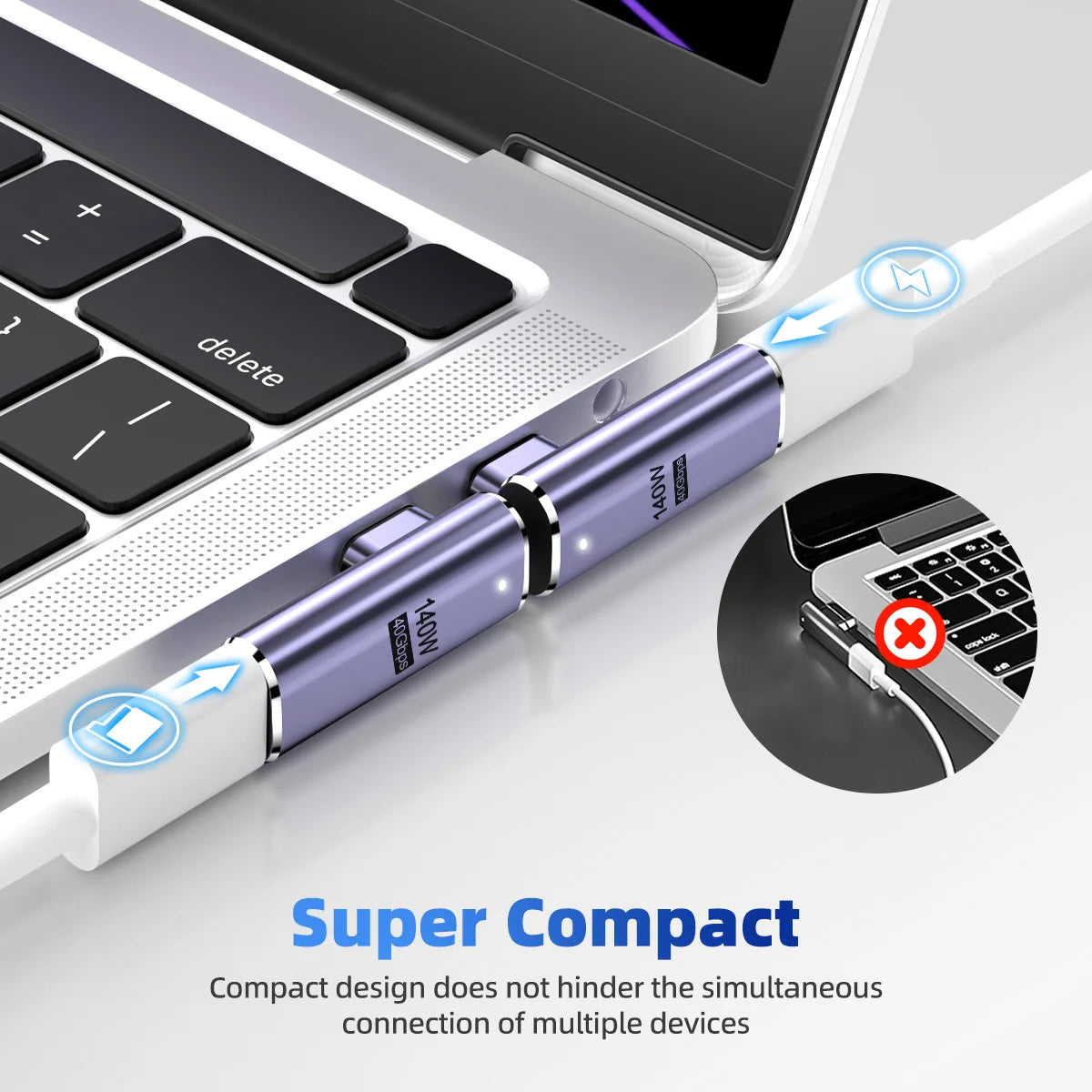 NNBILI 140W USB4.0 40Gbps Thunderbolt3 Magnetic Type-C TO USBC Fast Charge Magnet Converter Cable 8K@60Hz OTG USB Type C Adapter Pi-Mart
