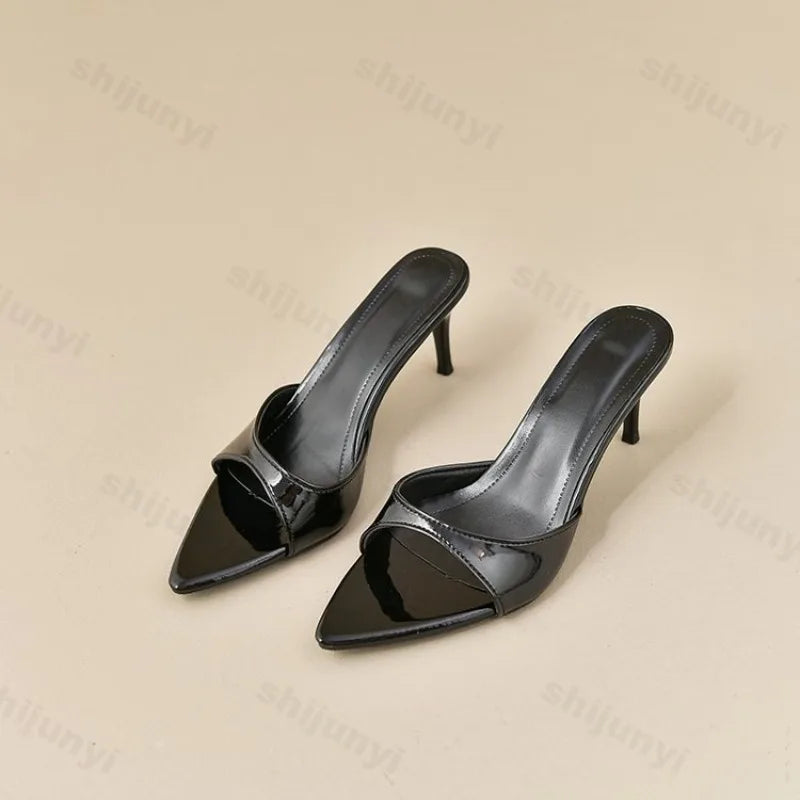 Women's High Heels Summer Slippers Women Sandals Fashion Classic Pointy Open Toe Stiletto Heels Sexy 2025 High-heeled Slippers LadyShow.Store