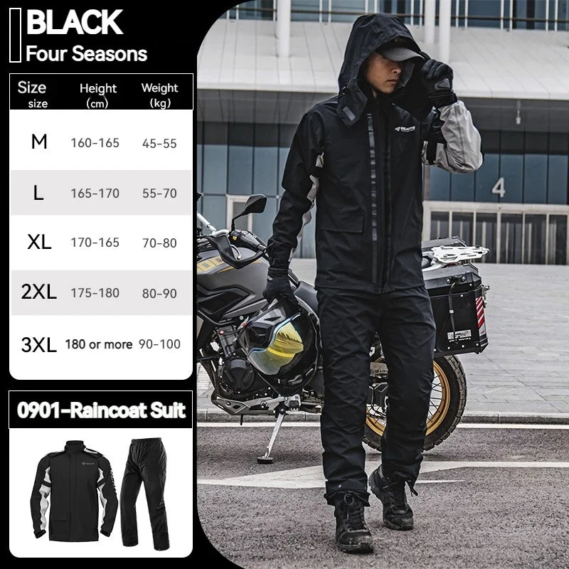 SULAITE Motorcycle Raincoat Suits Men Waterproof Rain Gear Rain Jacket Reflective Work Rain Coats Lightweight Hiking Rainsuit LadyShow.Store