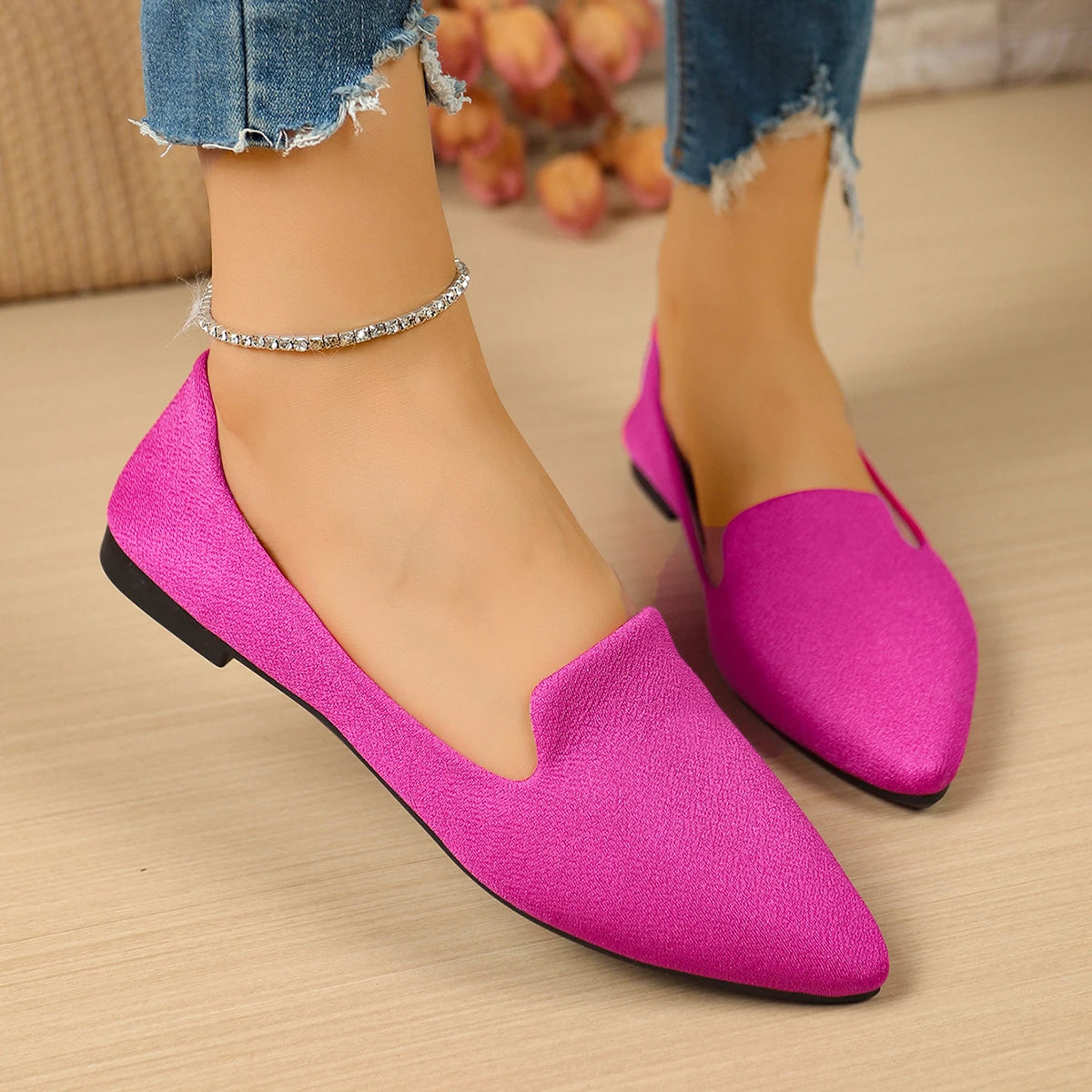 Women Flats Pointed Toe Solid Color Flats for Women Spring/autumn Casual Comfortable Leopard Brown Flat Heel Shoes Pi-Mart