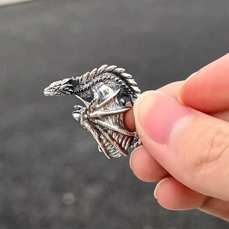 Dragon Rings Gothic Punk Style Pterosaur Wings Opening Adjustable Rings for Men Women Vintage Jewelry Accessories Gifts Pi-Mart