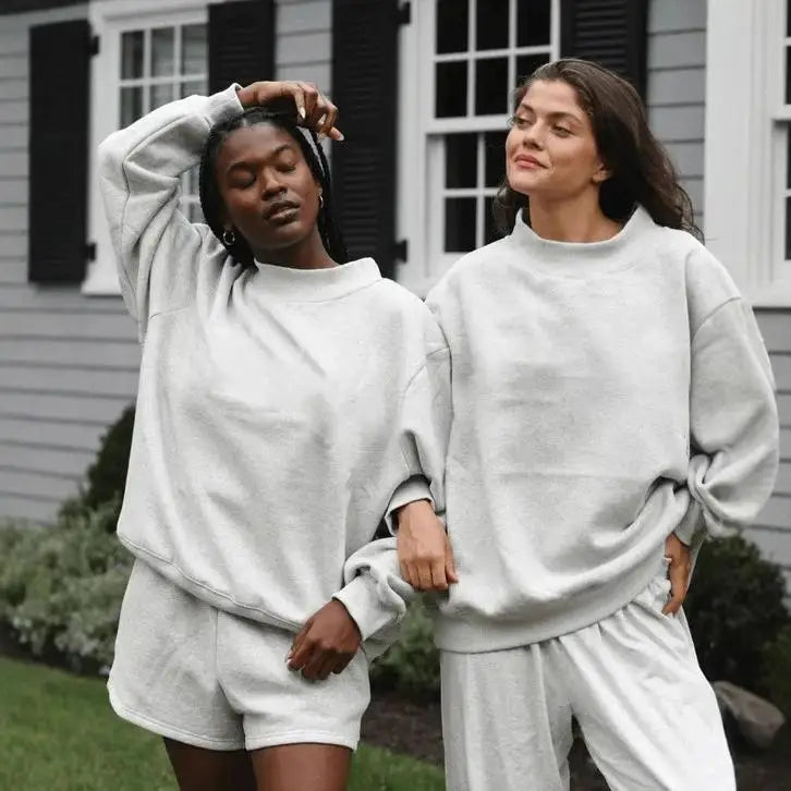 2026 Ladies' Women's Sweatshirts Spring Autumn Long Sleeve Mock Neck Casual Hoodies Plus Size Womens Relaxed Solid Color Hoodie LadyShow.Store