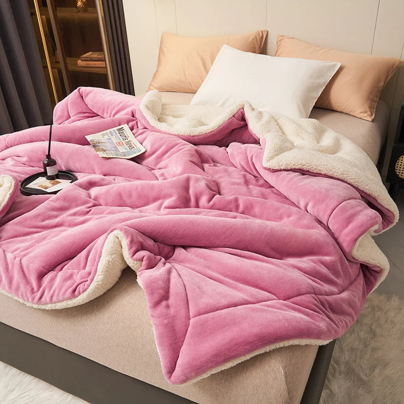 Spring Imitation Lambswool Multi-functional Blanket Queen Blankets for Bed Soft Plush Comfortable Milk Fleece Blanket for Throw Pi-Mart