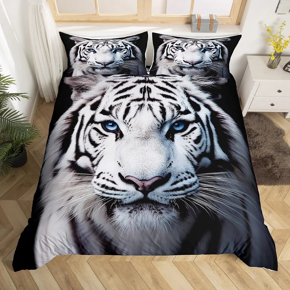 Tiger Duvet Cover Twin Queen African Animal Bedding Set Wild Safari Animal Comforter Cover for Child Teen Adult Bedroom Decor Pi-Mart