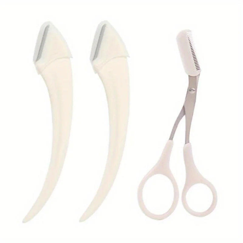 Eyebrow Trimmer Set, Curved Eyebrow Razor, Eyebrow Scissors With Comb, Convenient Easy Beauty Tools For Beginners Pi-Mart