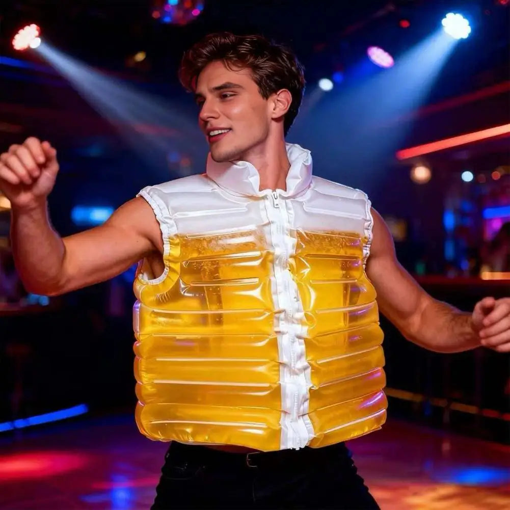 Wearable Beer Jacket Refillable Beverage Jacket Transparent Beer Jacket with Straw Refillable Beverage Puffer Coat Parties LadyShow.Store