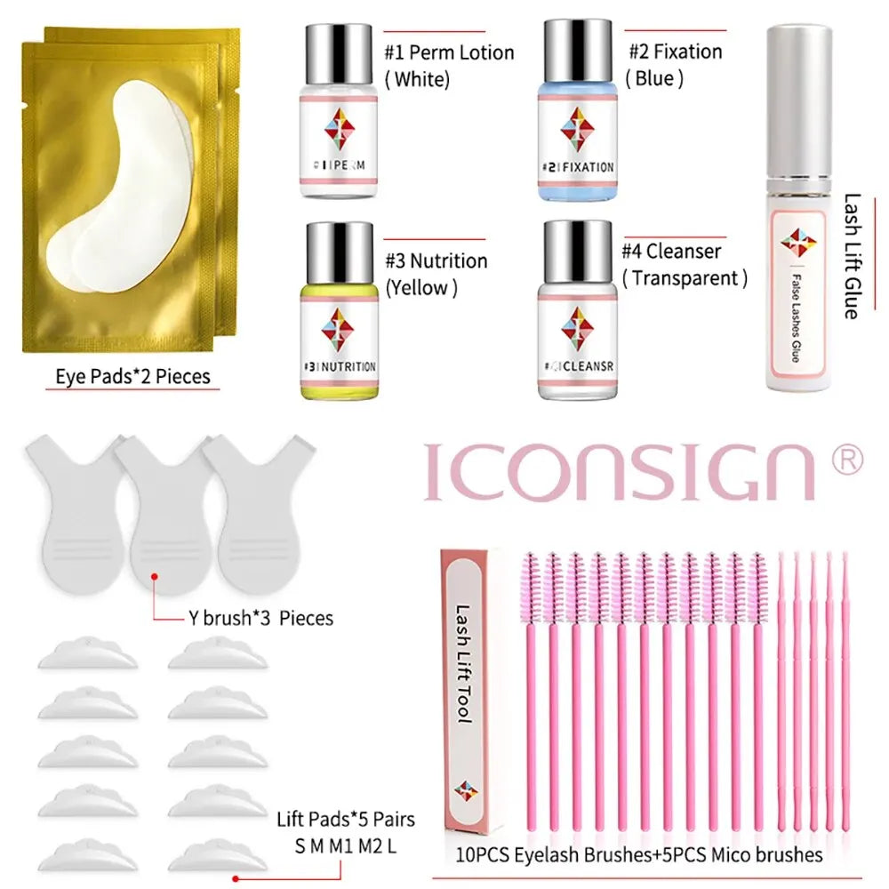 ICONSIGN Upgrade Version Lash Lift Kit Lifting Eyelashes Lasting 6-8 Weeks Calia Perm Eyelash Enhancer Makeup Tools Pi-Mart