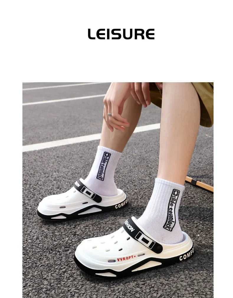 New fashion sandals Men's EVA casual comfortable hole garden shoes outdoor men's beach sandals indoor home unisex slippers Pi-Mart