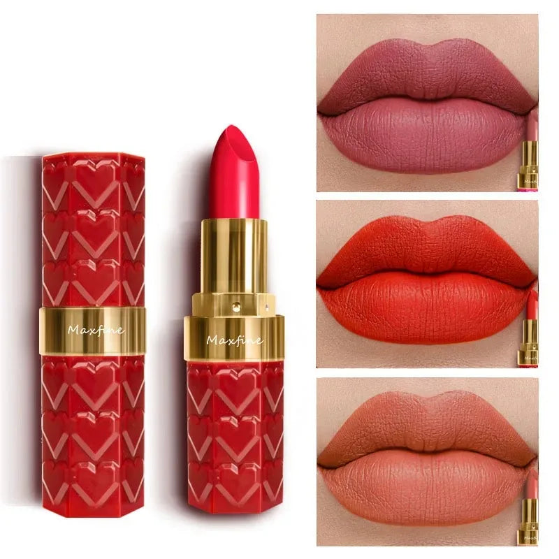 Nude Matte Lipsticks 4 Colors Waterproof Long Lasting Lip Stick Not Fading Sexy Nude Red Pink Velvet Lipsticks Makeup Cosmetic Tri Light Beauty