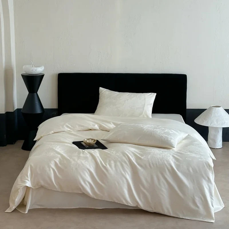 Long Staple Cotton Jacquard Bedding Set Single Double Queen King Size Duvet Cover Bedsheet Pillowcase Luxury Quilt Cover Set LadyShow.Store