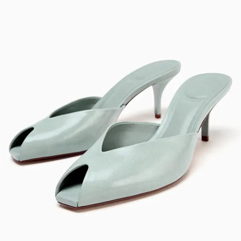 Luxury Designer Gold Heeled Slippers Women Sexy Open Toe Elegant Slide Sandals for Ladies Wedding Bridal Pumps Zapatos De Mujer LadyShow.Store
