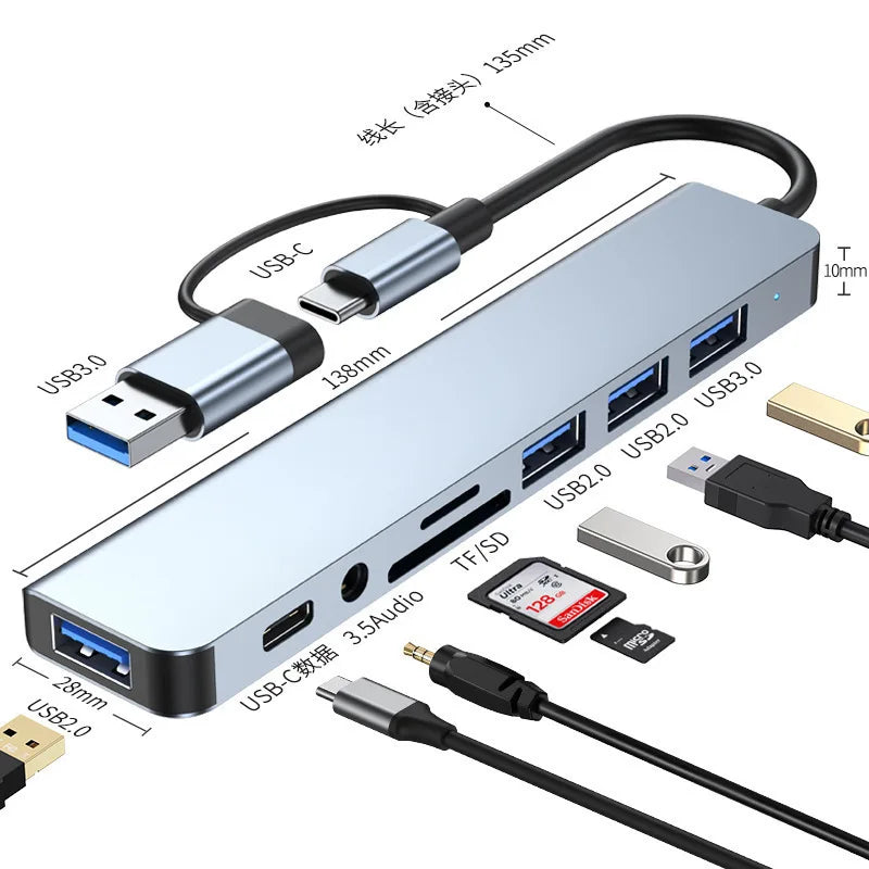 5-in-1 Type-C Hub & USB-C Dock - Multi-Function Adapter for Phone, PC, and Mac Pi-Mart