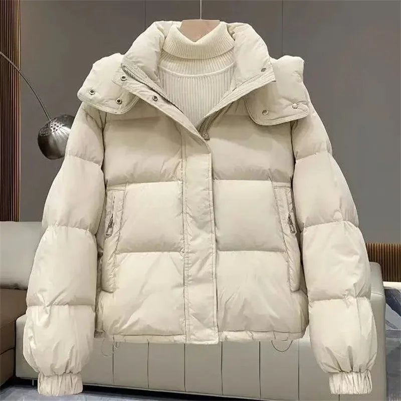 Cotton-Padded Coat Ladies New Autumn Winter 2025 Korean Down Jacket Women's Parkas Short Bread Outerwear Hooded Cotton Jackets LadyShow.Store